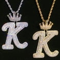 thumbnail image 6 of DUBSS Iced Out Initial Letter K Crown Bail for Men Necklace Pendant Real Gold Plated Cubic Zirconia Hip Hop Jewelry, 6 of 6