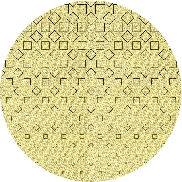 Ahgly Company Tapis Rond Lavable en Machine Intérieur Transitionnel Jaune Maïs, 6 Pieds Rond