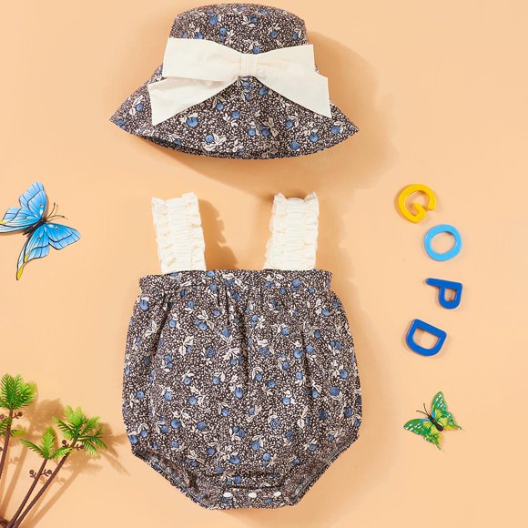 Mameluco para niñas Hugo de algodón ligero y transpirable a la moda para verano 3 a 6 meses