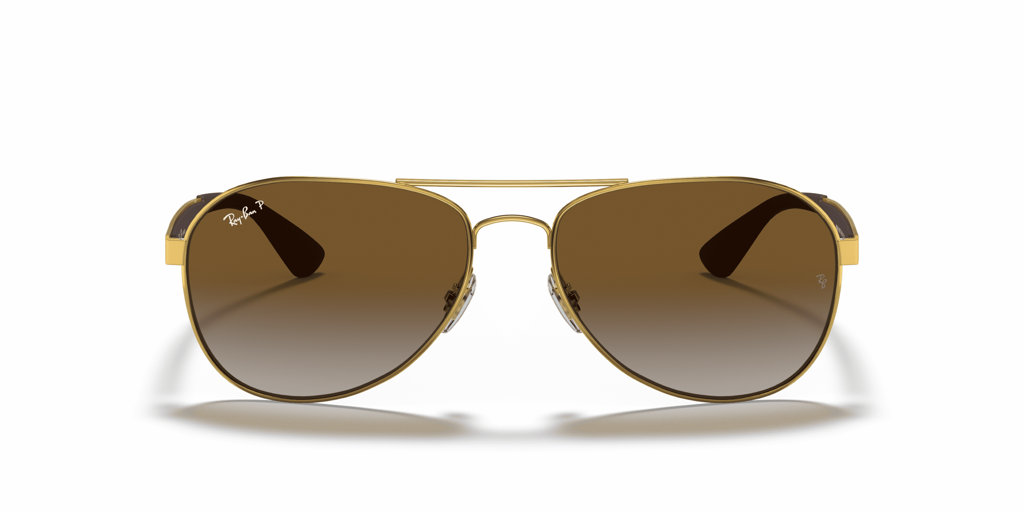 Ray-Ban RB3549 Sunglasses, Pilot Aviator Eyeglasses with Case, Arista Gold/Light Gray Gradient Brown, Size 61