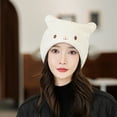 thumbnail image 3 of Njoeus Ribbed Knit Beanie Hat for Women Girls Cute Cats Ears Hat Winter Warm Slouchy Cuffed Skull Cap for Women, 3 of 4