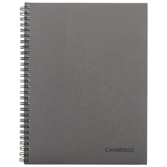 Cambridge Limited Metallic Business Notebook, 6.5" x 8.25", Gunmetal, Flexible Cover, Wirebound, 80 Sheets