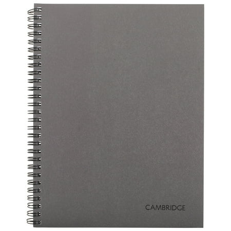 Cambridge Limited Metallic Business Notebook, 6.5" x 8.25", Gunmetal, Flexible Cover, Wirebound, 80 Sheets