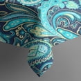 thumbnail image 2 of Blue Paisley and Floral Pattern Rectangle Tablecloth 60"x120",Waterproof Polyester Rectangle Table Cloth, Wipeable Spillproof Polyester Tablecloth for Dining, Camping, Indoor and Outdoor, 2 of 6