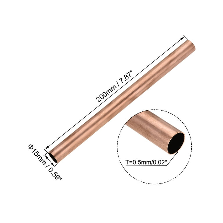 Uxcell 15mm OD 0.5mm Wall Thickness 200mm Length Copper Round Tube