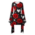 thumbnail image 4 of Women's Halloween Magic Long Sleeve Ladies Pumpkin Costume with Round Neck Swing Dress Red L, 4 of 5