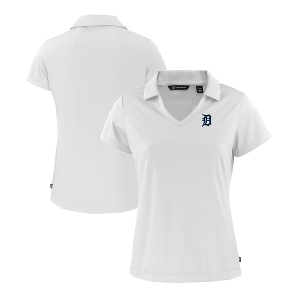 Women's Cutter & Buck  White Detroit Tigers Daybreak Eco Recycled V-Neck Polo
