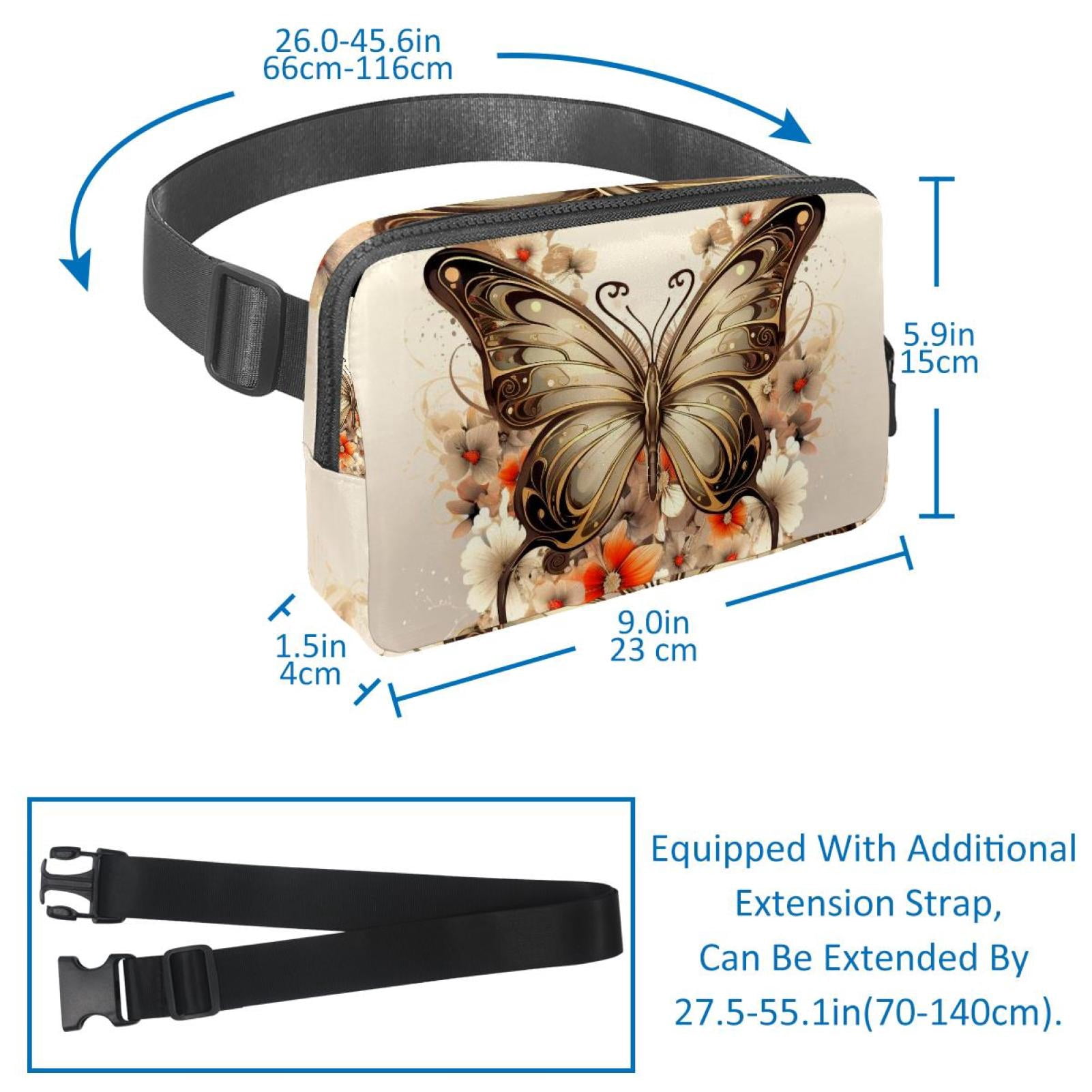Butterflies Waist Pack Running Belt Fanny Packs Lightweight Adjustable with Extension Strap Unisex