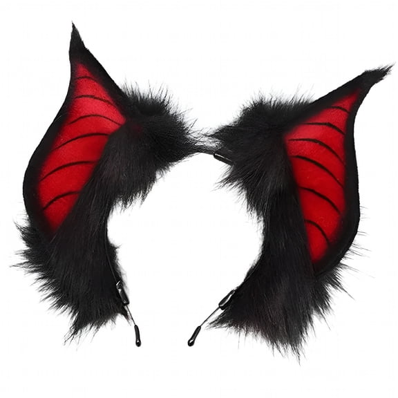 TELOLY Bat Ears Headbands Teens Anime Cosplay Hairband Women Faux Furs Plush HairHoopbandfor Cosplay and Themed Parties