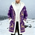 thumbnail image 2 of Men's Christmas Winter Front Print Edge Cardigan Back Cape Knitwear With No Fasteners Purple S, 2 of 4