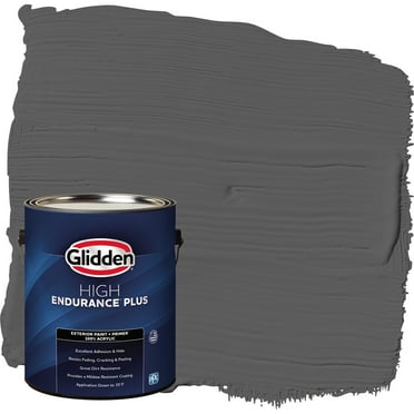 Glidden HEP Exterior Paint   Primer Flat, Knight's Armor / Gray, 1 Gallon