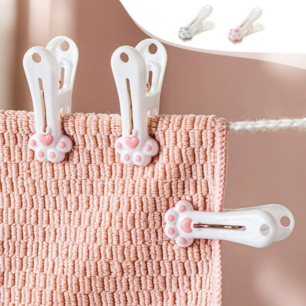 mfyjkho Pinzas para secar ropa con forma de pata de gato|de plástico|resistentes al viento|para calcetines|ropa interior y toallas|paquete de 12|5,5 x 1,5 x 3,4 cm