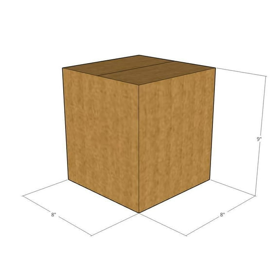 8x8x9 Kraft Brown Corrugated Shipping Boxes, 32 ECT Single-Wall, Qty 10
