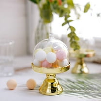 BalsaCircle 12 Gold Clear 4" Mini Cake Stands Dome Favor Holders