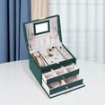 thumbnail image 3 of GUOOL Box Organizer with Mirror Drawers for Earrings Green, 3 of 6