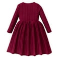 thumbnail image 4 of Xdegoge Toddler Girl Dress Fashion Cute Solid Color Ribbed Long Sleeve Dress, Sizes 3-10 Years Toddler Dresses, 4 of 9