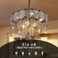 thumbnail image 5 of 24" French Vintage Chandelier - 3-Tier Smoked Glass & Black Wrought Iron Ceiling Light with 22" Adjustable Chain, 39" Hanging Height for Dining/Living Room (8 E14 Sockets), 5 of 10