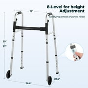 Naipo Folding Walkers for Seniors,Lightweight Mobility Walker with Trigger Release and Glide Skis,Silver