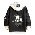 thumbnail image 1 of Casual Distressed Denim Hooded Bomber Jacket Long Sleeve Unisex Multi-Color, 1 of 10