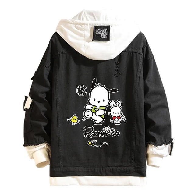 Casual Distressed Denim Hooded Bomber Jacket Long Sleeve Unisex Multi-Color
