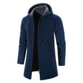 thumbnail image 2 of Men Solid Color Hooded Jacket Windbreaker Mid-length Casual Coat, 2 of 9