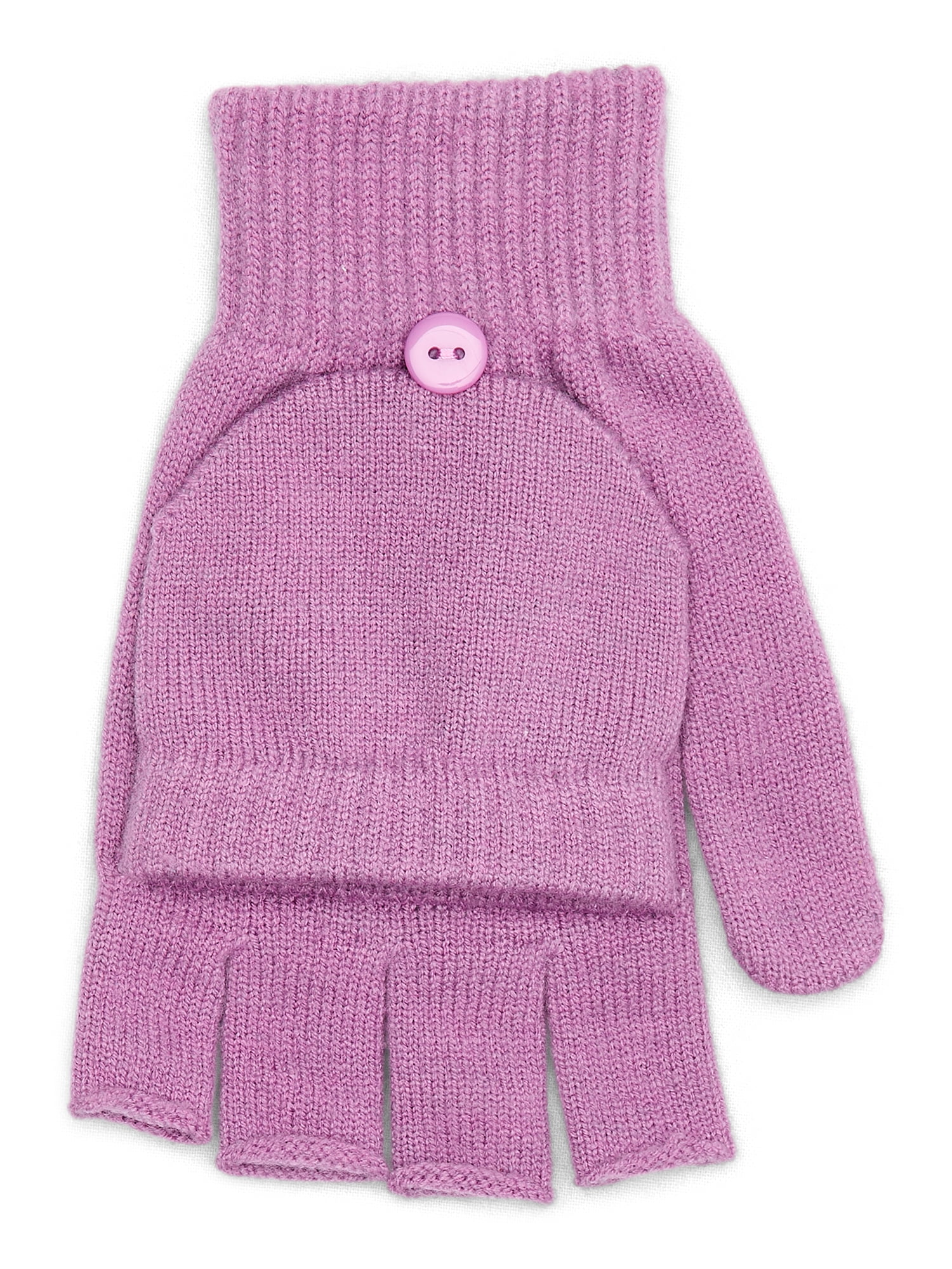 Time and Tru Women's Pop Top Knit Gloves, One Size Fits Most, Purple Dawn