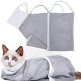 thumbnail image 2 of Rinsvye Cat Shower Net Bag Saddlebag Dogs Adjustable Cat Bathing Bag Dog Show Accessories Cat Grooming Bag Scratch Adjustable Breathable Mesh Grooming Bag for Bathing Cleaning Trimming, 2 of 9