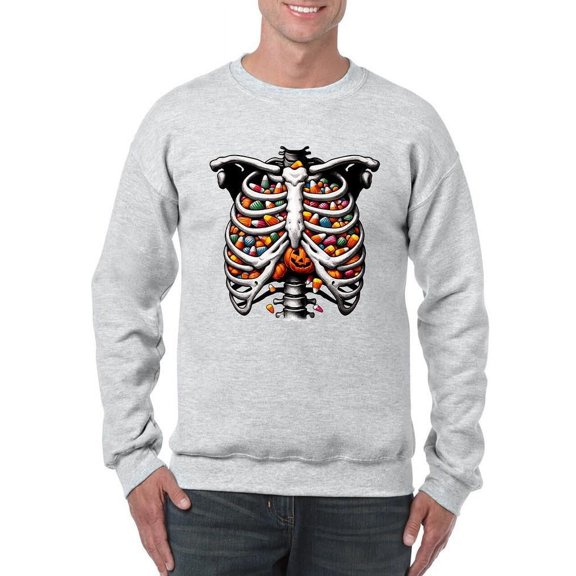 Candy Corn Skeleton Ribcage Halloween Graphic - Men's Sweatshirt