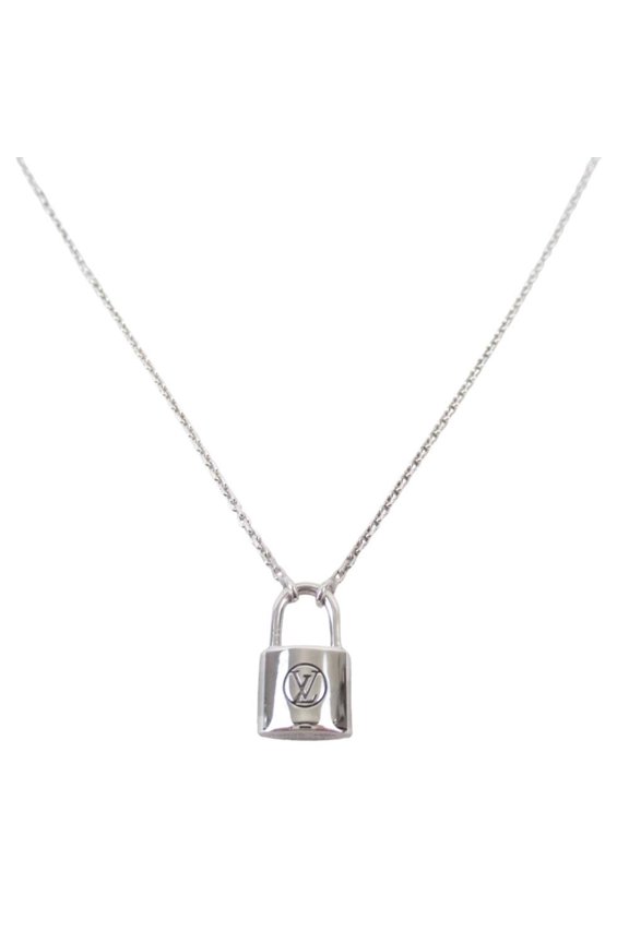 Pre-Owned LOUIS VUITTON LV Logo Pendant Lockit Padlock Necklace in Ag925 Silver for Men and...