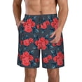 thumbnail image 2 of Uemuo Rose Flowers Pattern Men's Swim Trunks Hawaiian Beach Bathing Suit Swimsuits Beach Quick-Dry Shorts with Pockets-Small, 2 of 9