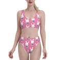 thumbnail image 2 of Picia Rabbit Holding Flowers Women's High Waisted Bikini Scoop Neck Swimsuit Two Pieces Bathing Suit-X-Large, 2 of 8