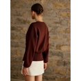 thumbnail image 2 of Suéter de punto con botones para mujer, Jersey elegante de manga larga con cuello en V, holgado y cálido, ropa de calle alta para otoño, 2024, 2 of 5