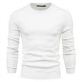 thumbnail image 4 of TFEOQRY Pullover Sweater for Men Solid Color Loose Comfortable Knit Wear Long Sleeved Round Neck Sweater Top White, 4 of 4