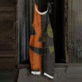 thumbnail image 2 of JULMCOMO Cotton Linen Jumpsuits for Women Halloween Pumpkin Printed Plus Size Spaghetti Strap Jumpsuits Funny Print Costume Holiday Overalls Cyan 4XL, 2 of 5