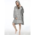 thumbnail image 2 of Wearable Blanket Hoodie, Oversized Sherpa Fleece Sweatshirt Blanket with Giant Hood Pocket and Sleeves for Adult, Warm & Cozy Grey Blanket, 2 of 6