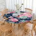 thumbnail image 3 of Pioneer Flower Floral Print Pattern Round Fitted Tablecloth with Elastic Edge,Dining Table Cover Waterproof,Outdoor Round Tablecloth for Camping,Dining,Indoor and Outdoor, 3 of 7