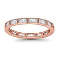 thumbnail image 2 of Full Eternity Baguette Band Ring Rose Tone CZ 925 Sterling Silver Size 10, 2 of 6