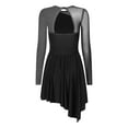 thumbnail image 4 of Doomiva Women Rhinestone Figure Skating Dress Mesh Long Sleeve Roller Skating Lyrical Dancewear Black L, 4 of 7
