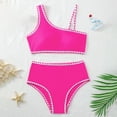 thumbnail image 6 of Lixiuxyad Kid Girls Swimsuit Solid Color Tankini Contrast Trim Ruched Swimwear 2 Piece Bathing Suit Swimsuits for Teens,Sizes 11-12 Years, 6 of 6