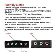 YPbPr to HDMI Converter with Audio Extractor, Component to HDMI Converter, Component Video Adapter for HDTV, Supports 1080P and Digital Audio