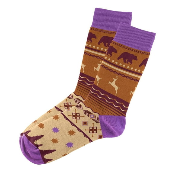 Sillies Socks Outdoor Socks - Purple Bear And Deer Pattern Novelty Unisex Sock Set, Fun Unique Designs