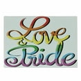 thumbnail image 1 of Pride Cutting Board, Love and Pride Text Design Lettering Calligraphy Rainbow Colors Relationship, Decorative Tempered Glass Cutting and Serving Board, Small Size, Multicolor, by Ambesonne, 1 of 1