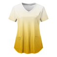 thumbnail image 1 of Haut de Gommage pour Femmes Mode Manches Courtes Col en V Uniformes de Travail avec Poche Imprimée, 1 of 3