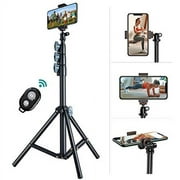 60'' Phone Tripod, VICSEED Selfie Stick Tripod for iPhone & Android Phone Bluetooth Remote, Heavy Duty Tripod Stand for Cell Phone and Camera with 360 Tripod Head and Portable Bag