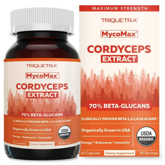 Triquetra Health MycoMax Cordyceps Mushroom Extract Capsules - 70% Beta Glucans