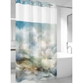 thumbnail image 4 of Blue White Ombre No Hook Shower Curtain Waterproof,Bathroom Curtains with Snap in Liners and See Through Top Window,Watercolor Cloud Geometric Abstract Art Hotel Bathtub Curtains Shower 36"Wx72"L, 4 of 8