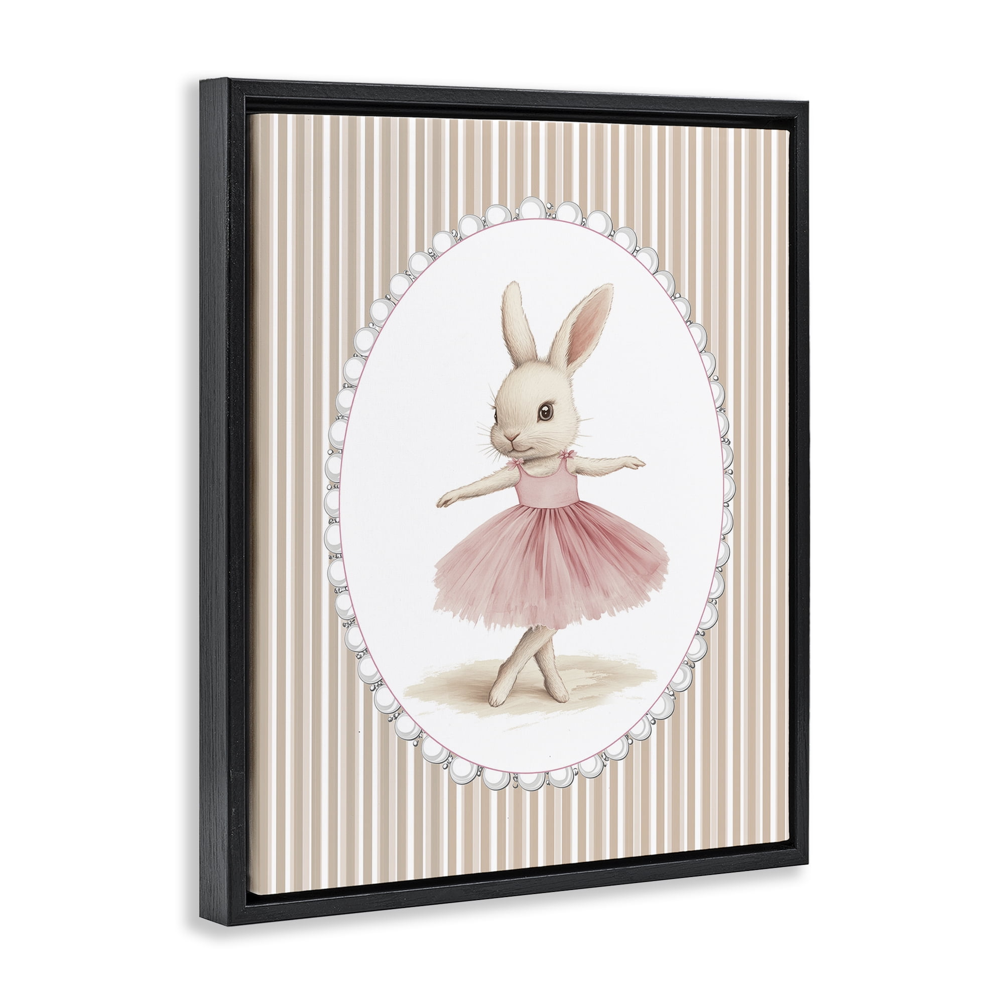 Stupell Industries Woodland Dancer Bunny Black Framed Floater Canvas Wall Art, design by Christine Simpson Art