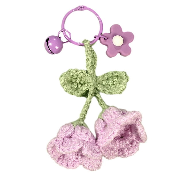 Llavero Pulsera Hecha A Mano Flor Lana Tejer Llavero Llavero Titular para Mujer