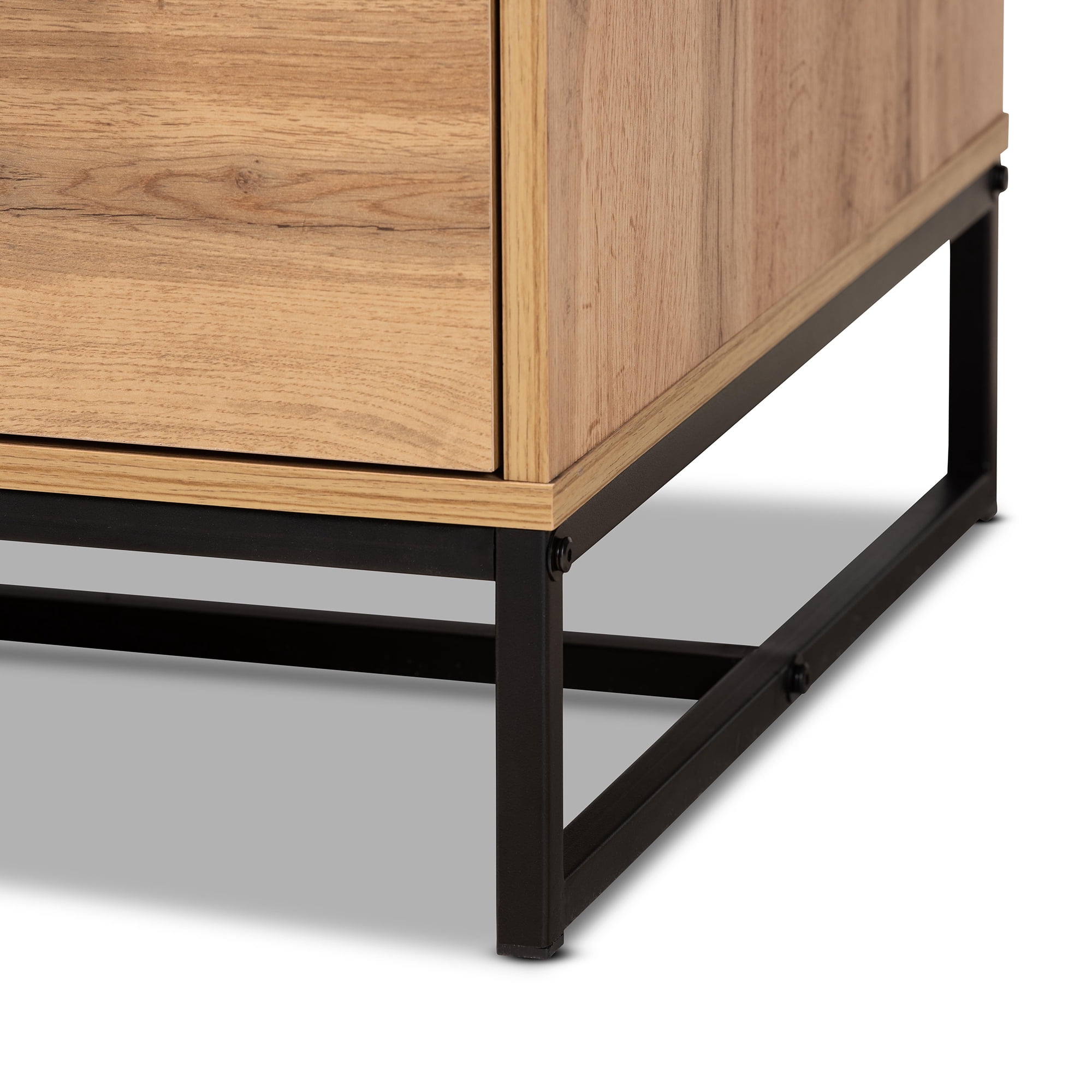 Baxton Studio Franklin Contemporary MDF Coffee Table, Oak Brown/Black