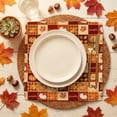 thumbnail image 6 of Sm:)e Grid Maple Leaves Pumpkin Fall Cloth Napkins Set of 6 Reusable Dinner Napkins, Washable Table Napkin for Wedding/Holiday Party/Baby Shower 18"x18", 6 of 6